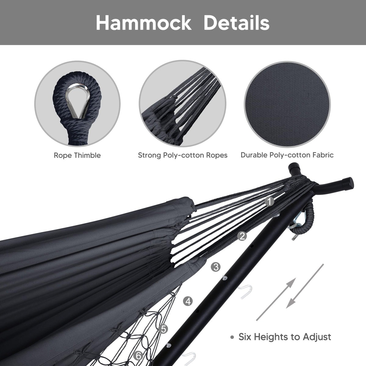 SUNCREAT heavy-duty stand provides sturdy outdoor support for lounging.