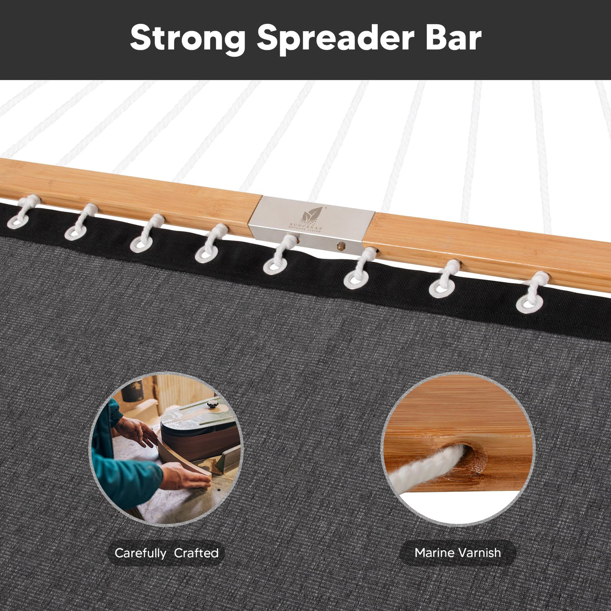 SUNCREAT 55-inch spreader bar provides stable, comfortable lounging