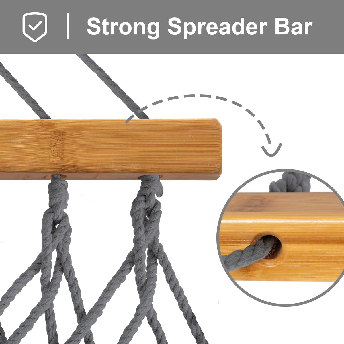 Suncreat 55-inch spreader bar with marine varnish, weather-resistant for outdoors.