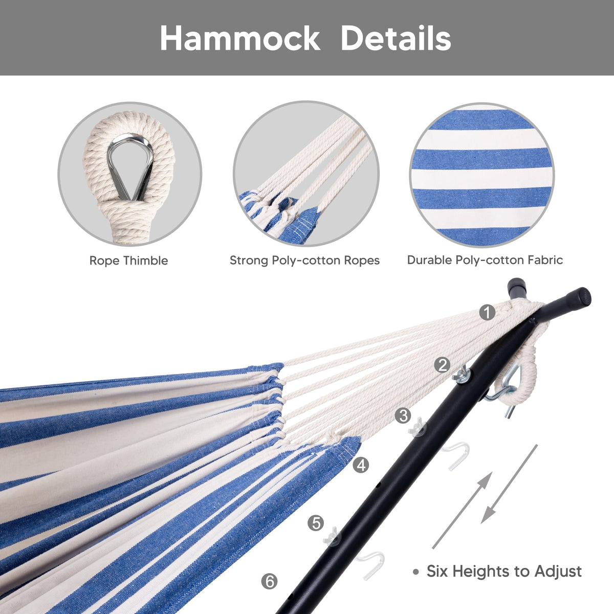 SUNCREAT blue and white stripe fabric adds vibrant outdoor style