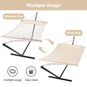 SUNCREAT cotton-rope-hammock offers breathable support for calm evenings.