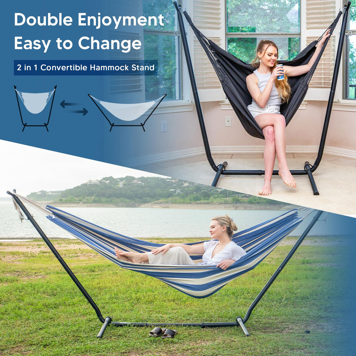 SUNCREAT double hammock bed for sharing relaxing moments outdoors