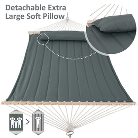 SUNCREAT double hammock handwoven ropes deliver durable outdoor seating.