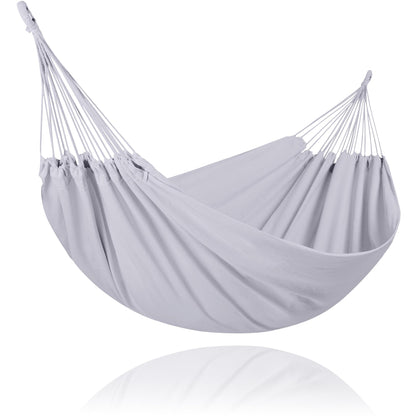 SUNCREAT double hammock outdoor setup for two, ideal backyard relaxation.