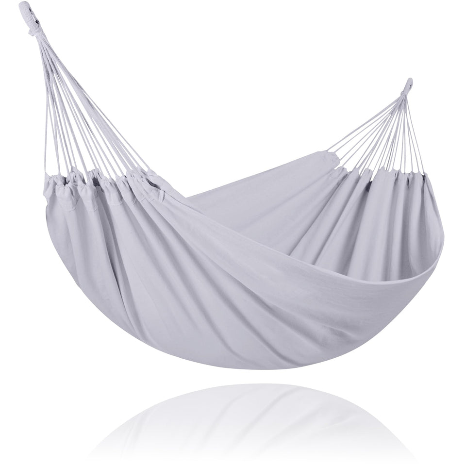 SUNCREAT double hammock outdoor setup for two, ideal backyard relaxation.