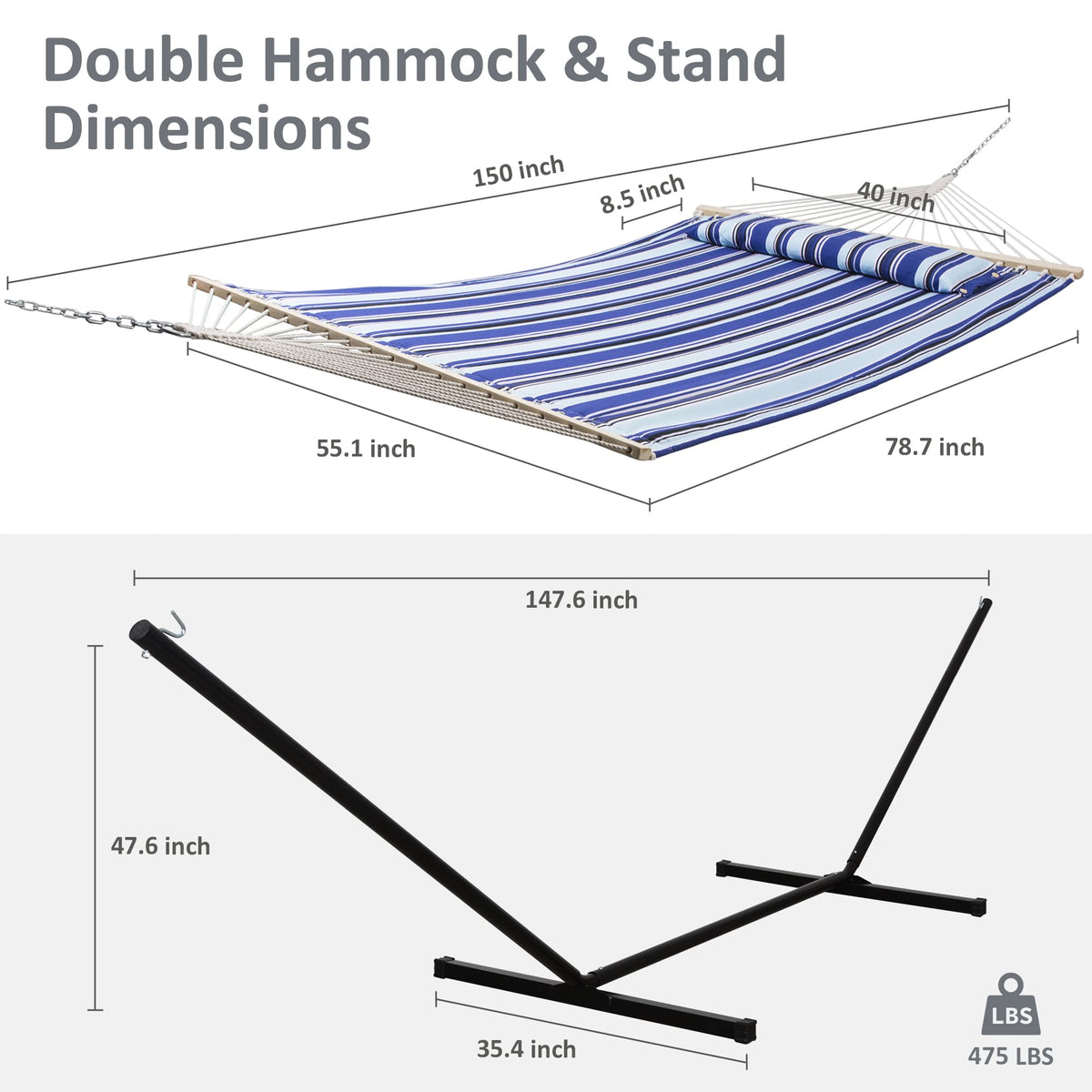 SUNCREAT extra large hammock bed designed for two people.