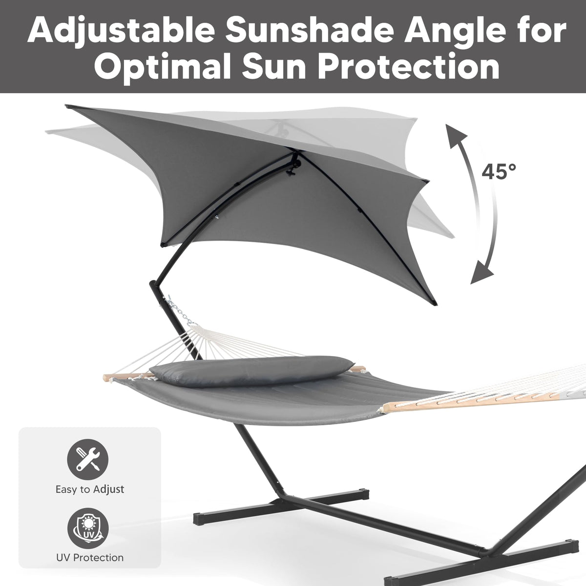Suncreat hammock ropes are 30% thicker for durable, long-lasting support.