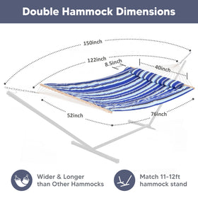 SUNCREAT hammock bed measures 76 by 52 inches for shared lounging.