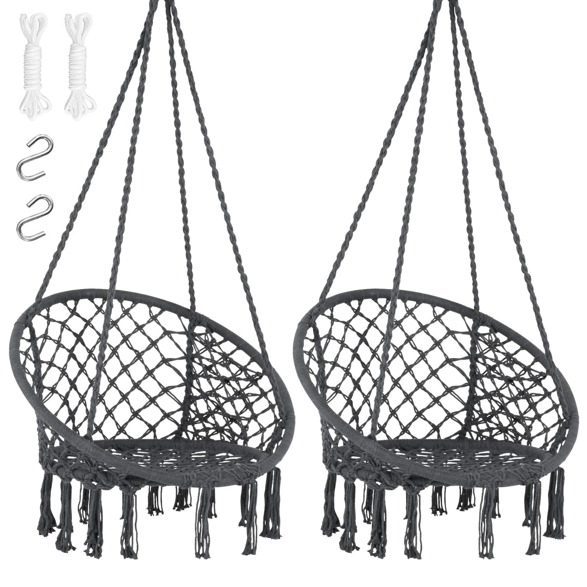 Suncreat hammock chair grey front view for cozy outdoor lounging