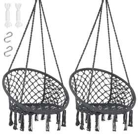 Suncreat hammock chair grey front view for cozy outdoor lounging