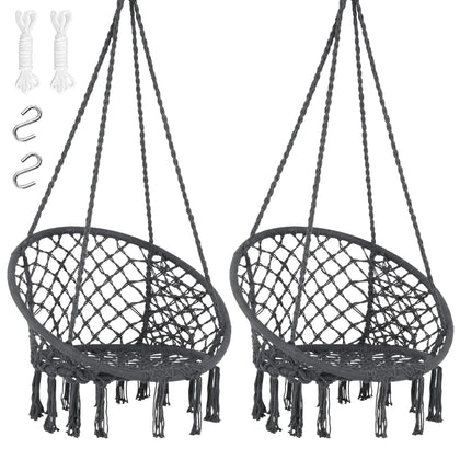 Suncreat hammock chair grey front view for cozy outdoor lounging