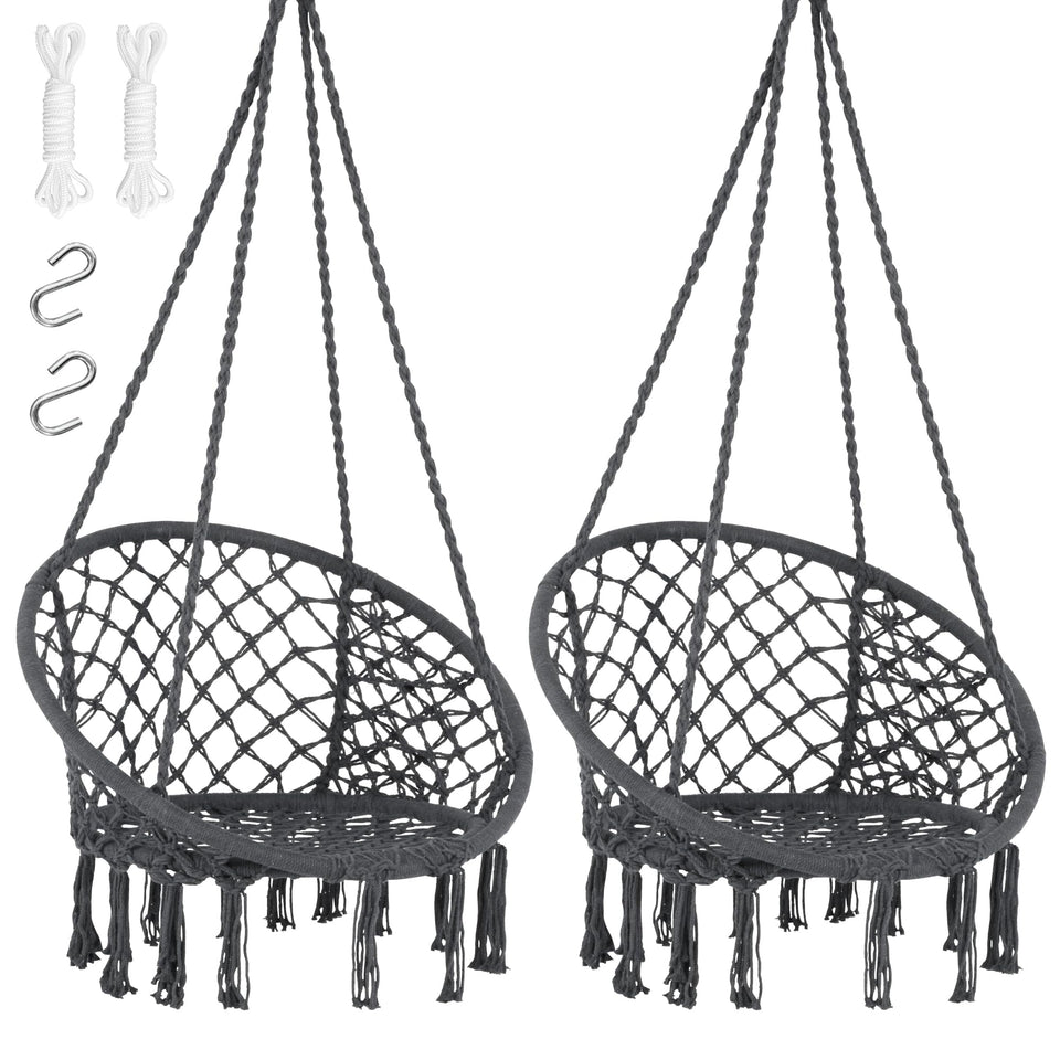 Suncreat hammock chair grey front view for cozy outdoor lounging