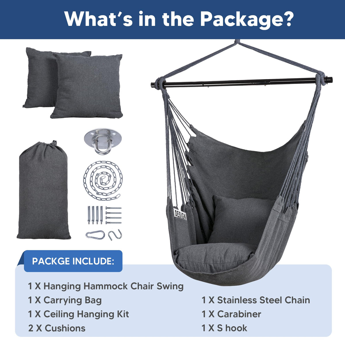 SUNCREAT hammock chair side pocket keeps a book within reach during reading