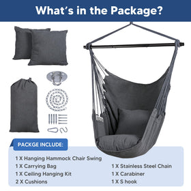SUNCREAT hammock chair side pocket keeps a book within reach during reading