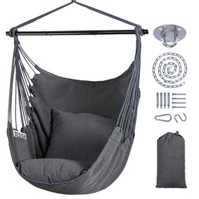 SUNCREAT hammock chair with steel support bar for stable outdoor lounging