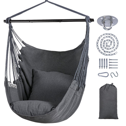 SUNCREAT hammock chair with steel support bar for stable outdoor lounging