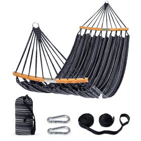 Suncreat Hammock with curved spreader bar for a safer, more comfortable lounging