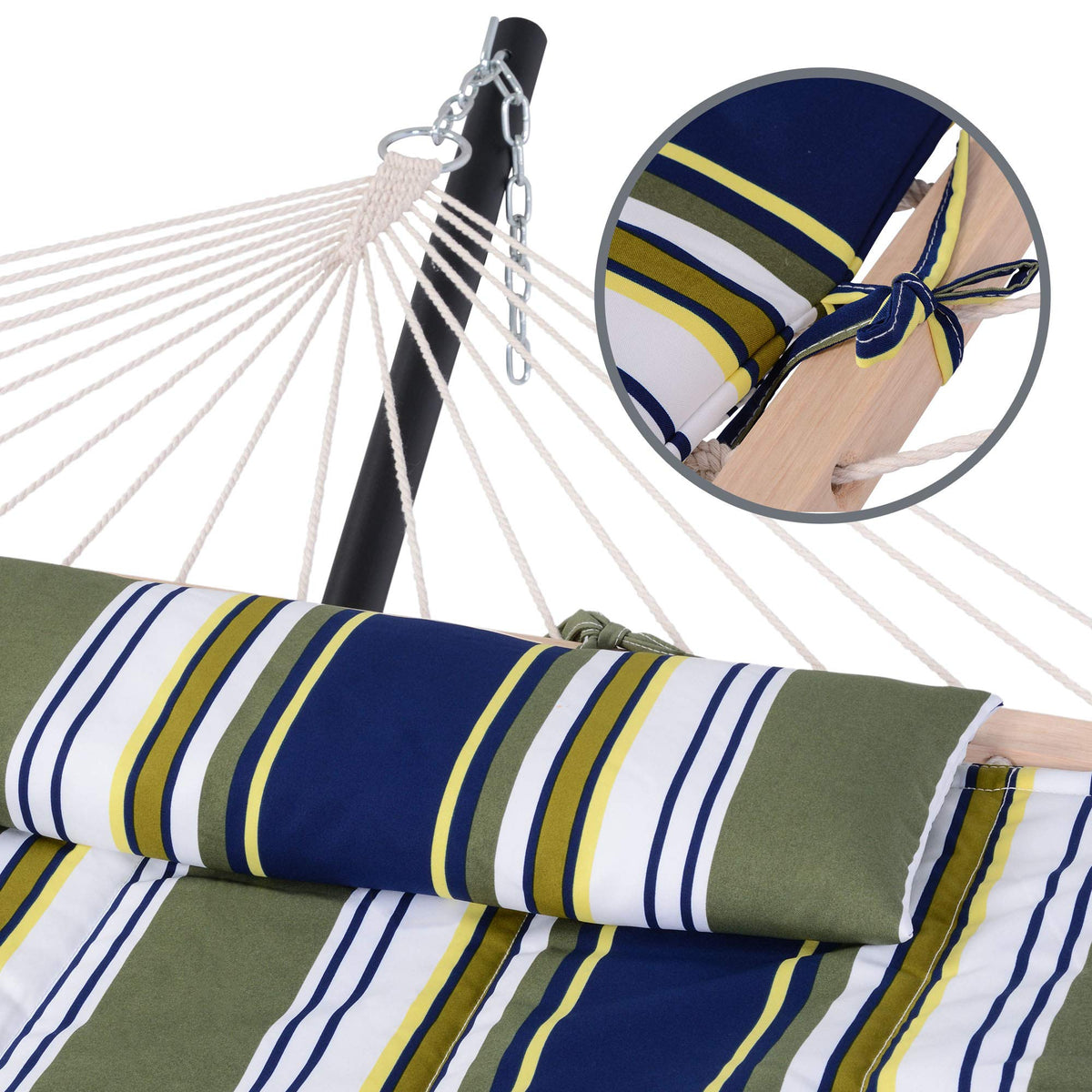 SUNCREAT detachable polyester pad offers comfort and easy maintenance outdoors