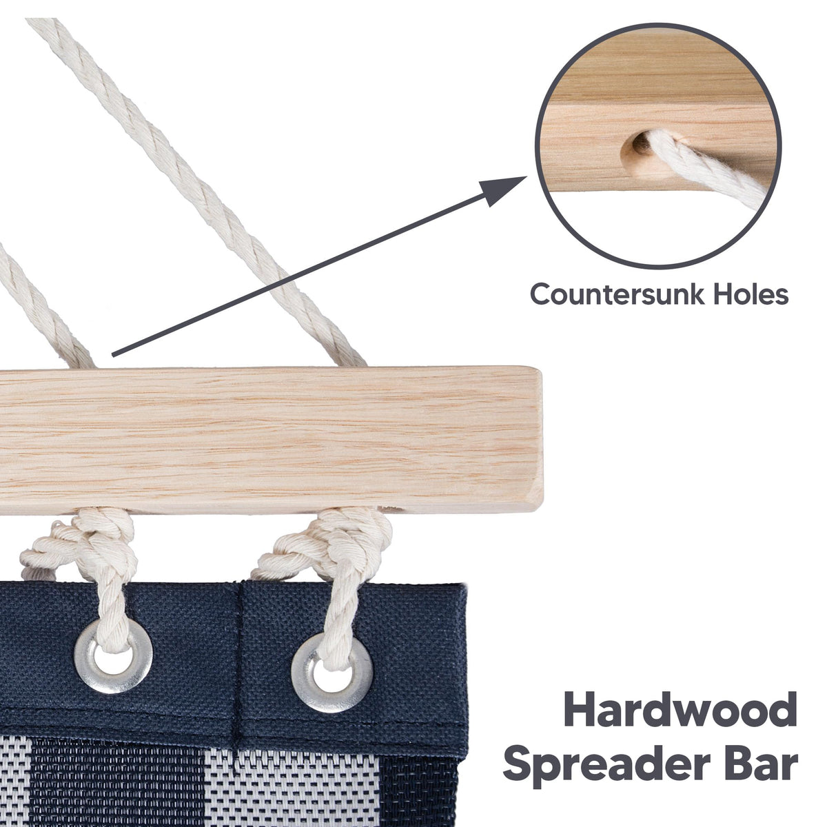 SUNCREAT handwoven ropes forming triangle pattern for secure support