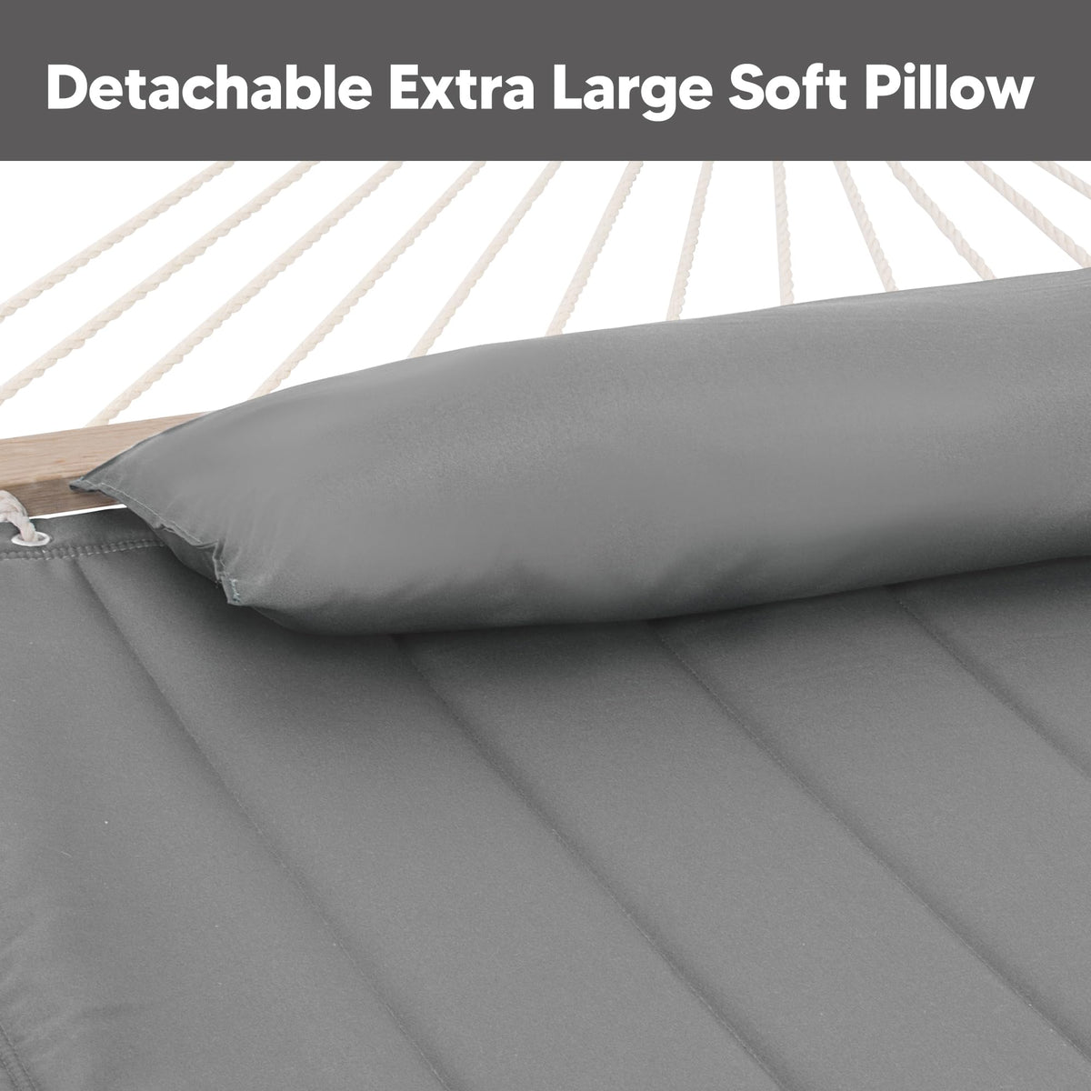 Suncreat hammock pillow provides comfortable head support during breaks.