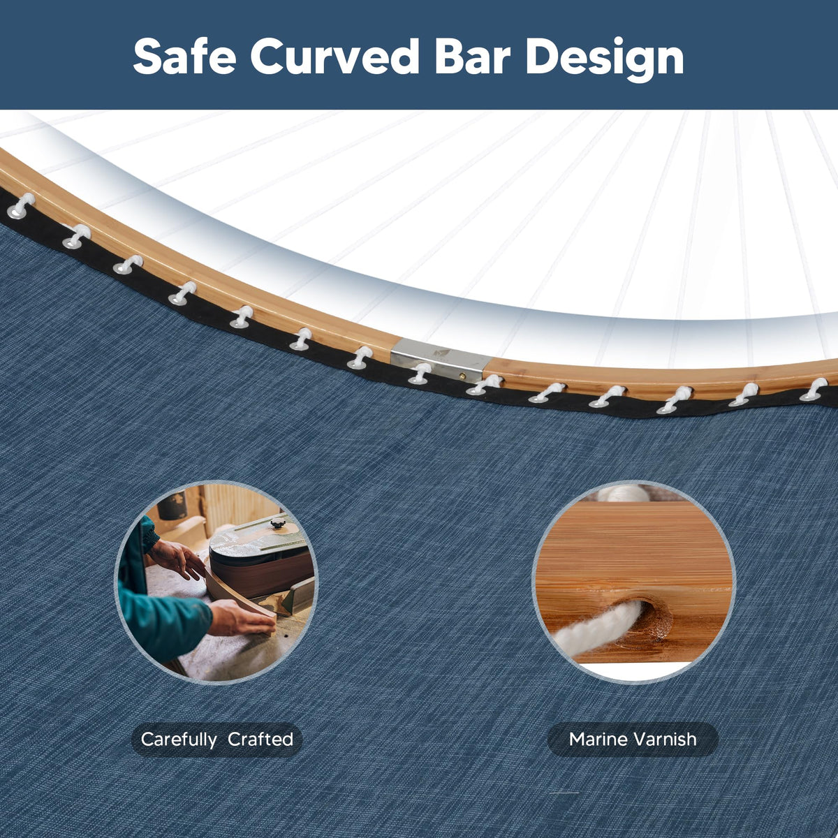 SUNCREAT poolside relaxation with curved bar hammock for sturdy support