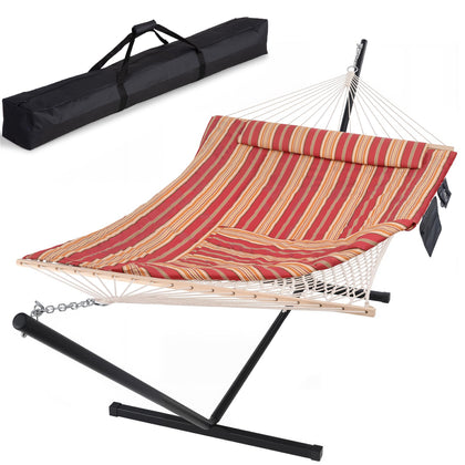 Suncreat hammock with stand assembly shows easy setup and sturdy frame.