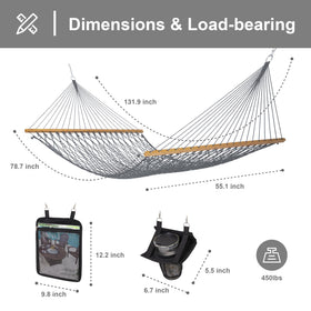 Suncreat hammock setup between trees or on a stand for versatile use.
