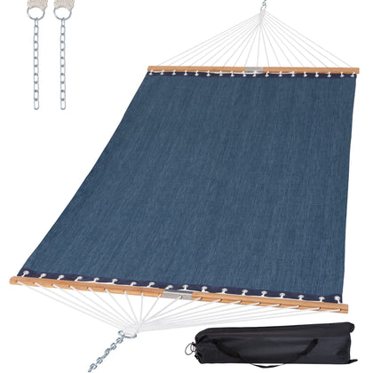 SUNCREAT two person navy hammock setup for outdoor relaxation