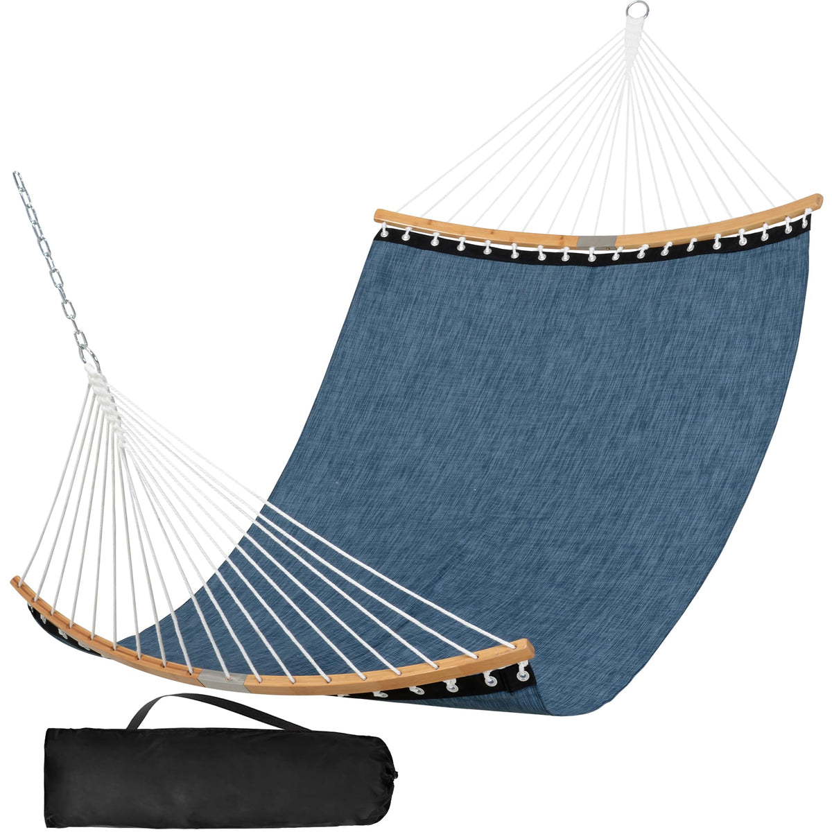SUNCREAT two-person hammock setup outdoors for poolside lounging and shade