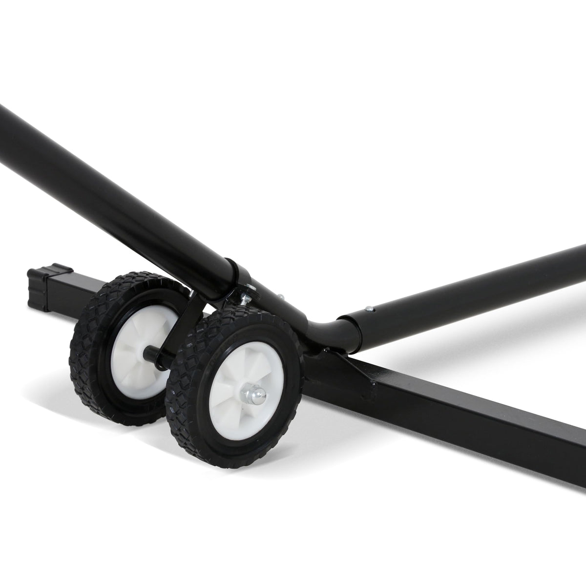 SUNCREAT hammock wheel kit assembled with stand enables quick setup anywhere.