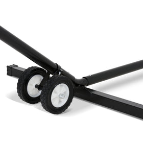 SUNCREAT hammock wheel kit assembled with stand enables quick setup anywhere.