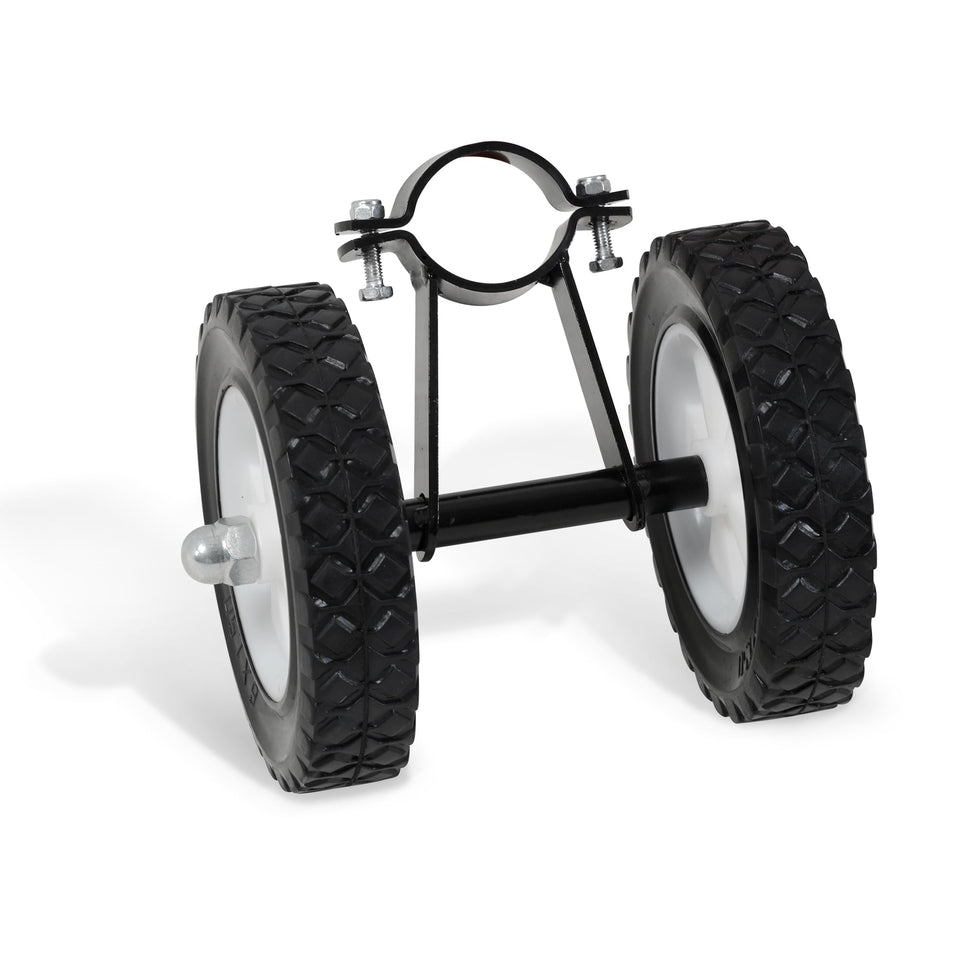 SUNCREAT hammock wheel kit front view for easy relocation of your stand outdoors.