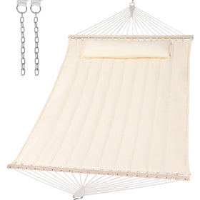 SUNCREAT replacement hammock for stand in navy, two-person setup outdoors