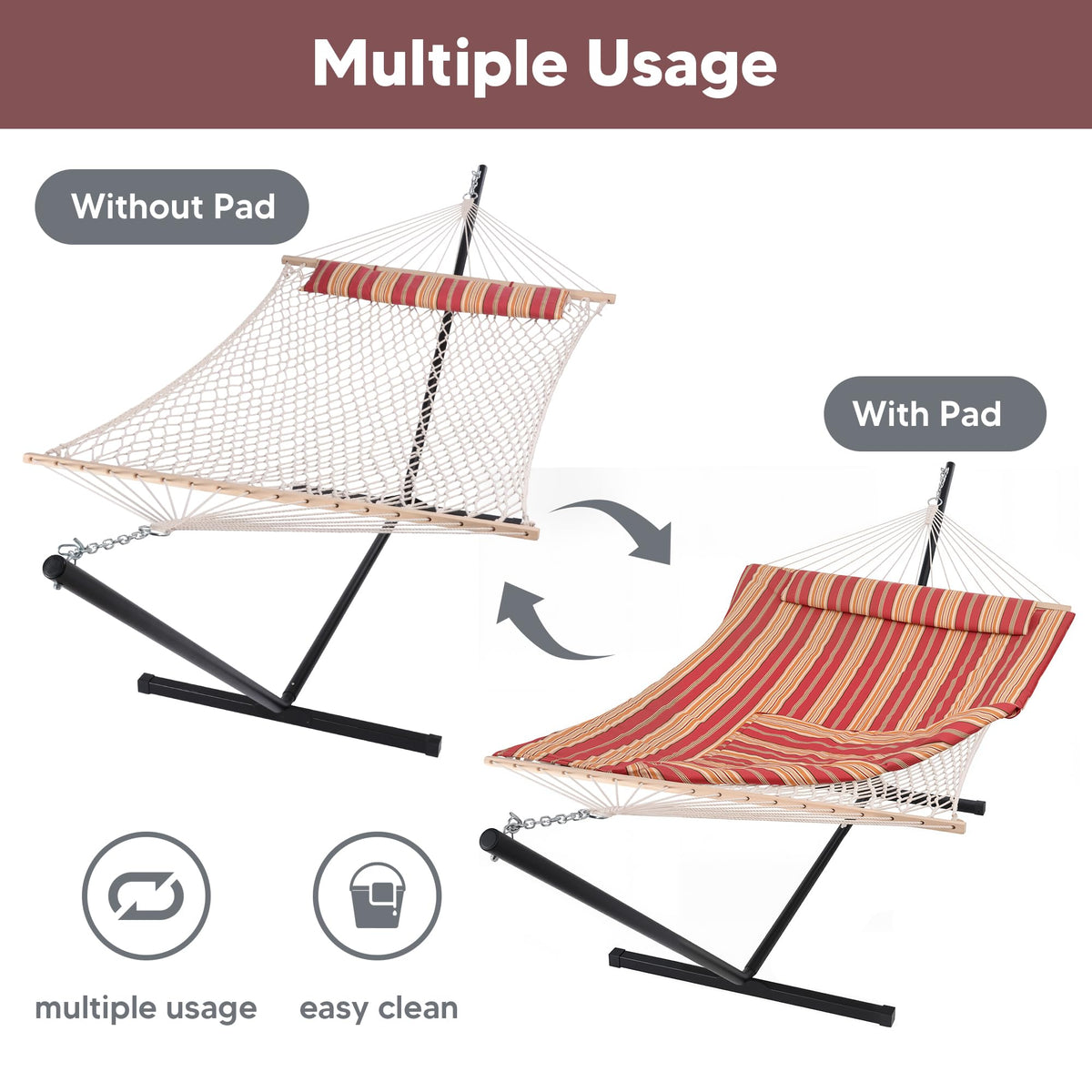 Suncreat 52-inch hardwood spreader bar adds stylish stability.