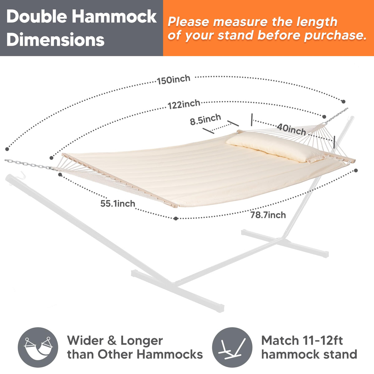 SUNCREAT hardwood spreader bar provides stylish stability during relaxation