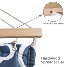 Suncreat hardwood spreader bar with countersunk holes reduces friction.