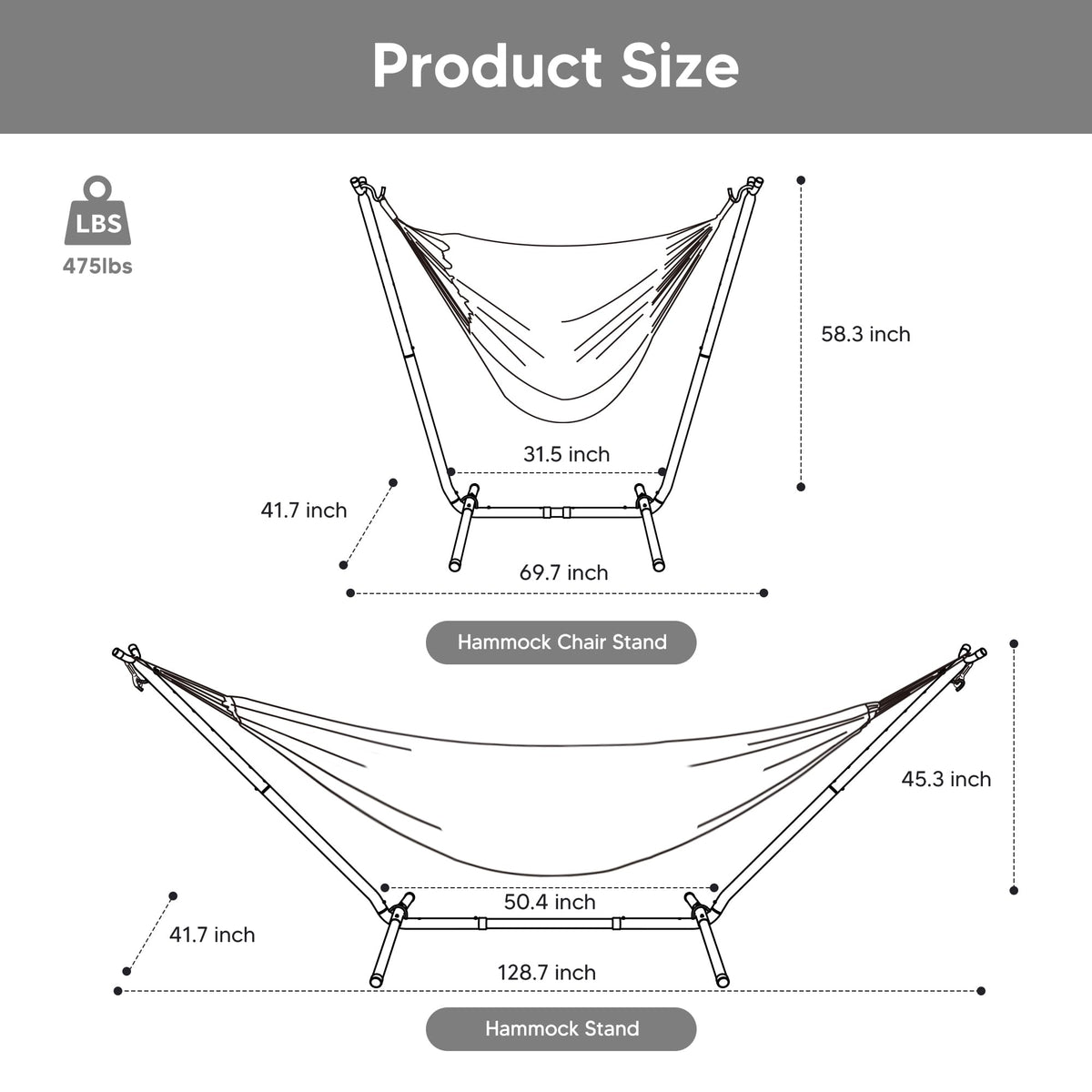 SUNCREAT heavy-duty hammock bed, 98x59 inches, ideal for couples.