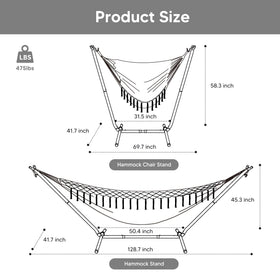 SUNCREAT heavy duty hammock dimensions suitable for two