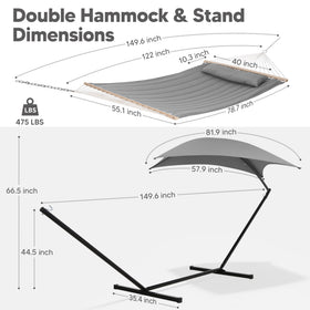 Suncreat large hammock bed accommodates sharing with family or friends.