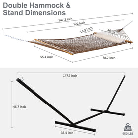 SUNCREAT large hammock dimensions allow inviting shared relaxation outdoors.