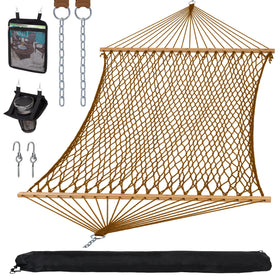 SUNCREAT portable 2-person hammock in brown for easy outdoor lounging