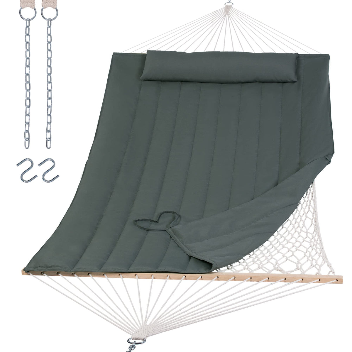 SUNCREAT portable double rope hammock pad for cozy outdoor lounging.
