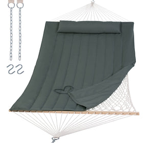 SUNCREAT portable double rope hammock pad for cozy outdoor lounging.