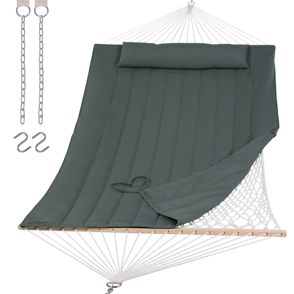 SUNCREAT portable double rope hammock pad for cozy outdoor lounging.