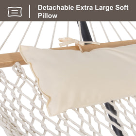 SUNCREAT thicker poly-cotton rope hammock delivers comfort and breathability.