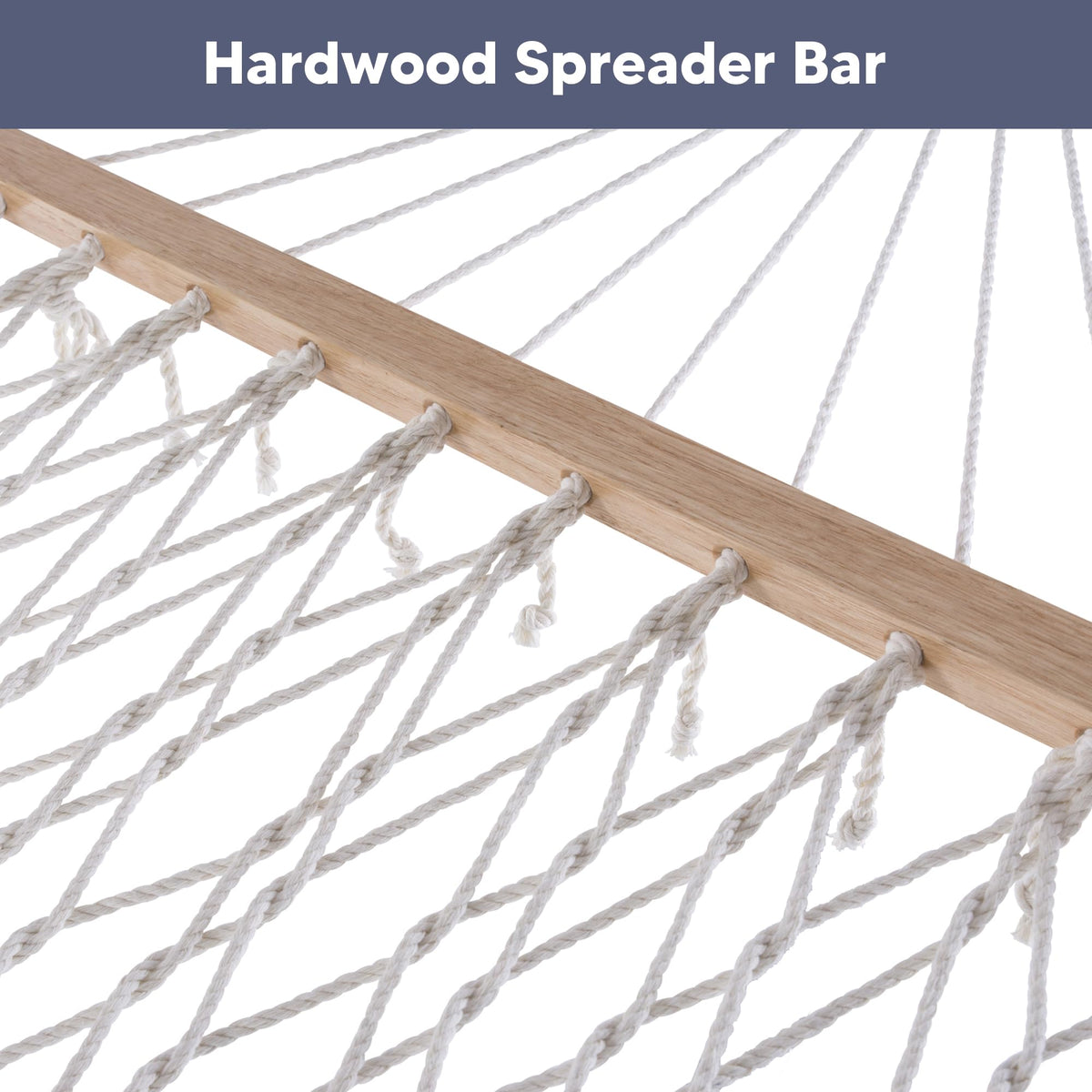 SUNCREAT upgraded ropes are 30 percent thicker for lasting outdoor relaxation.
