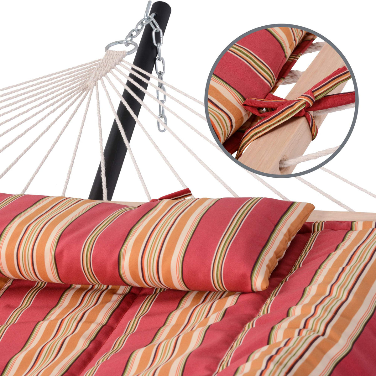 Suncreat upgraded 30% thicker ropes provide comfortable support and better air flow.