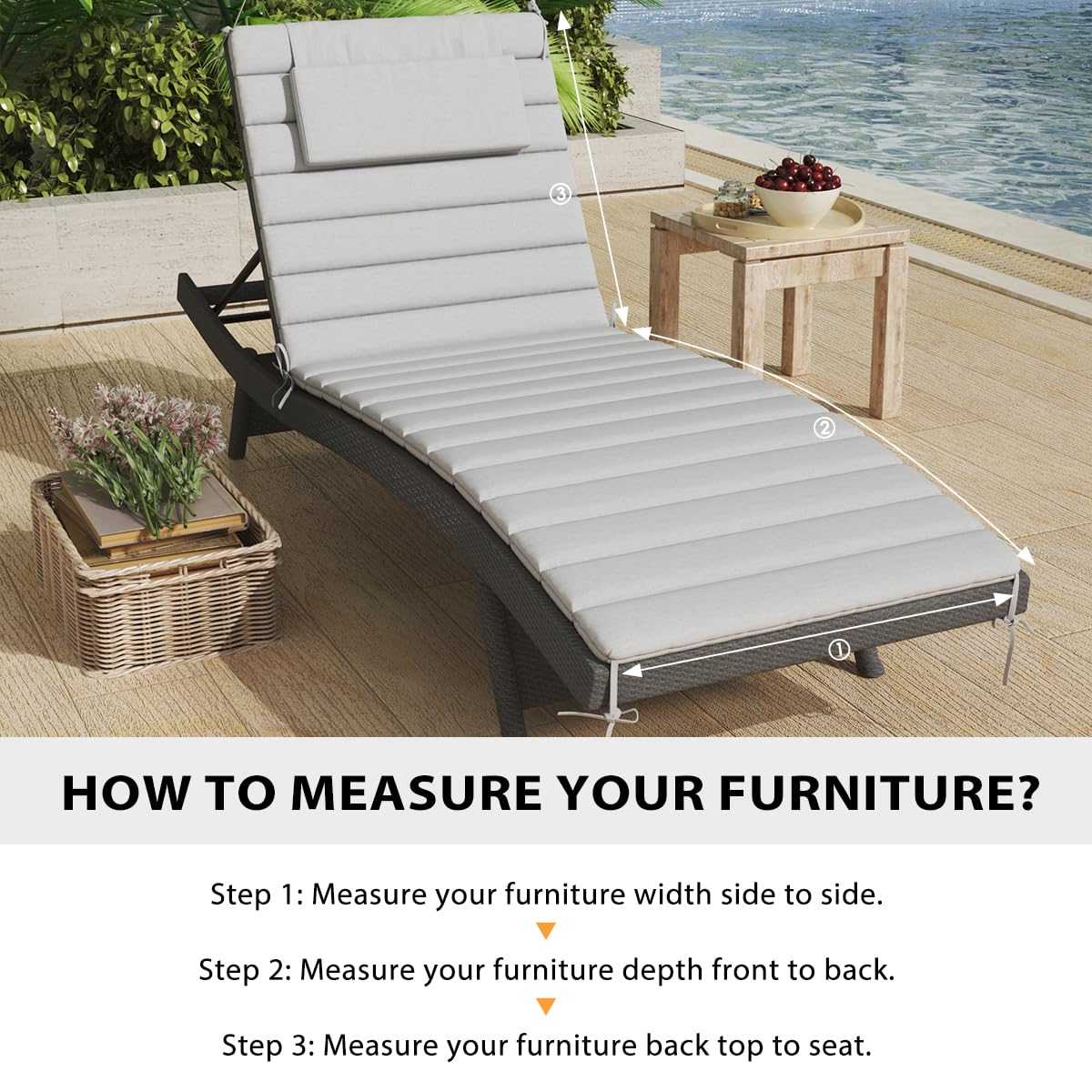 Sundale Outdoor 72x21 inch cushions fit most patio loungers