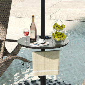 Sundale Outdoor adjustable umbrella table assembly view, quick one-person setup