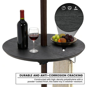 Sundale Outdoor adjustable umbrella table in-use on patio, convenient surface